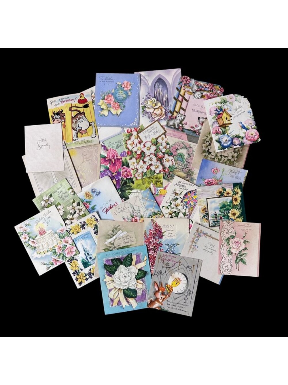 Vintage Greeting Cards 1940s to 1950s Kitschy Crafting Junk Journal Ephemera